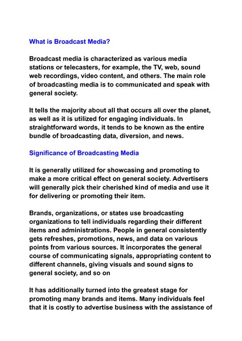 SOLUTION: Broadcast media meaning importance types and features - Studypool