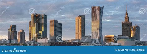 Sunset Over Warsaw City Panorama Stock Photo Image Of Building