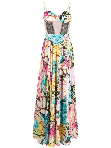 Nissa Floral Print Cut Out Maxi Dress Editorialist