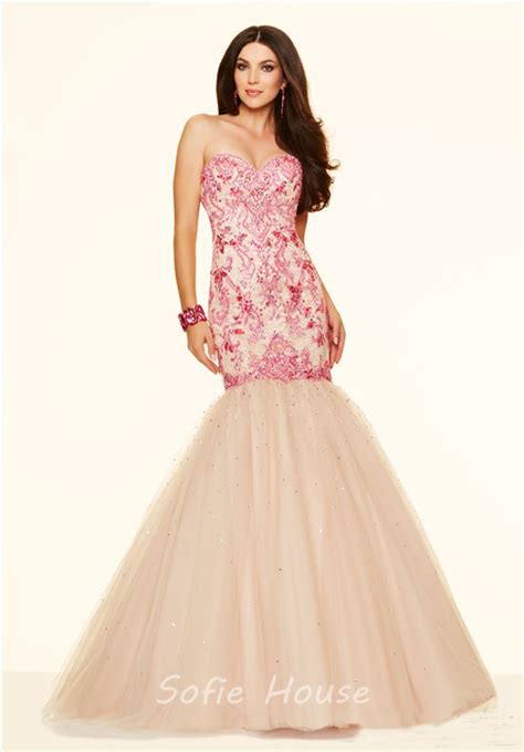 Gorgeous Mermaid Sweetheart Champagne Satin Tulle Gold Beaded Prom