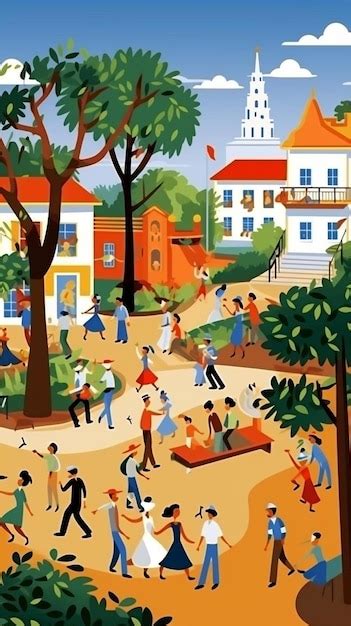 Premium AI Image | a group of people playing in a park