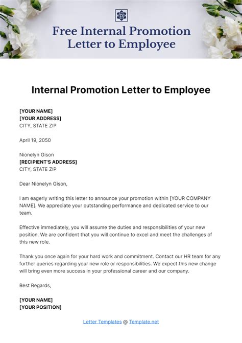 promotion letter templates examples edit