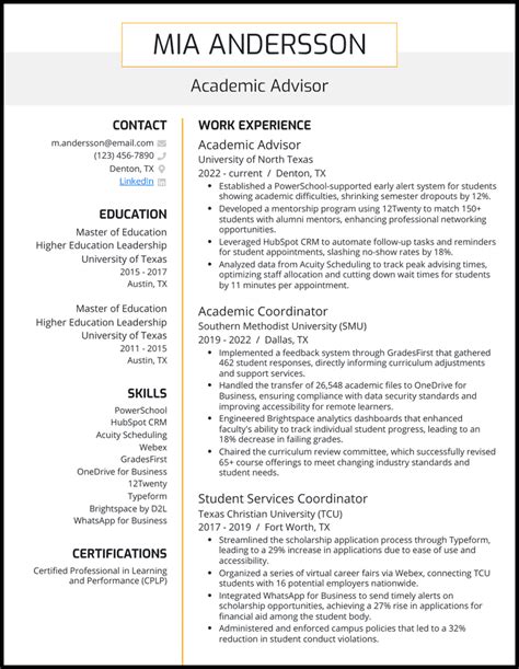 Academic Advisor Resume Examples That Worked In