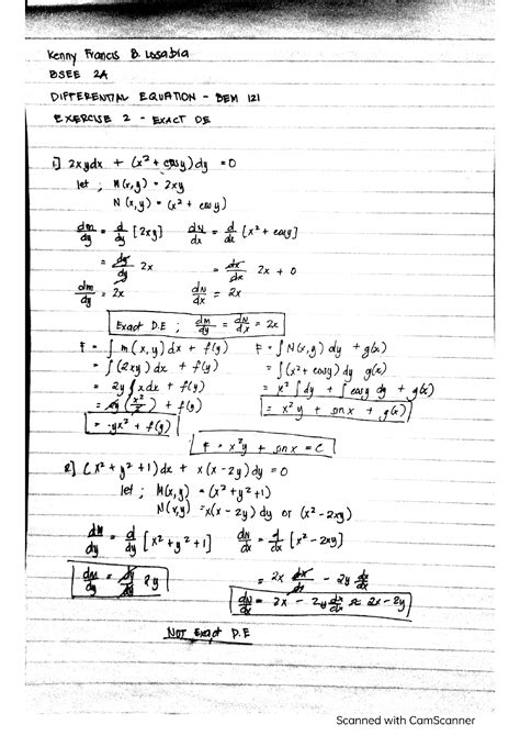 SOLUTION: Exact differential equation - Studypool