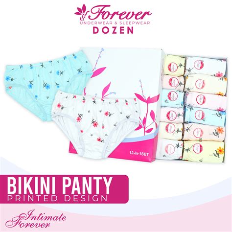 Intimate Forever Thea PB Dozen Bikini Panty Cotton Underwear Printed Pastel Color Design With