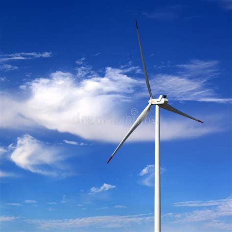 Wind Turbine And Blue Sky With Clouds Stock Photo Image Of Electric