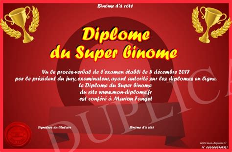 Diplome Du Super Binome