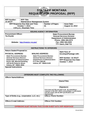 State Of Montana Request For Proposal Rfp Rfp Svc Mt Doc