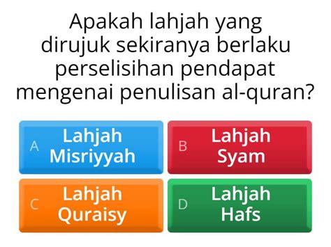 Sejarah Penulisan Al Quran Kkq Quiz