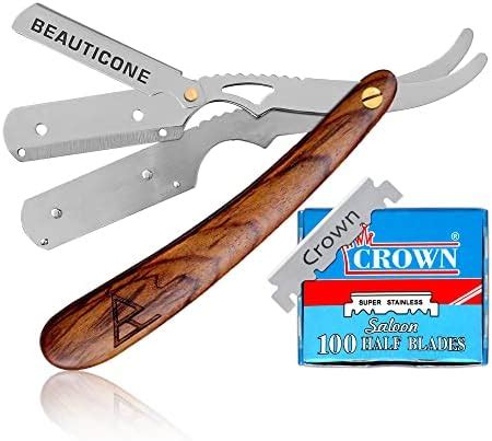 Beauticone Straight Razor For Men Professional Rose Wooden Handle With