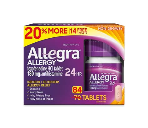 Allegra Adult Non Drowsy Antihistamine Tablets Count Hour