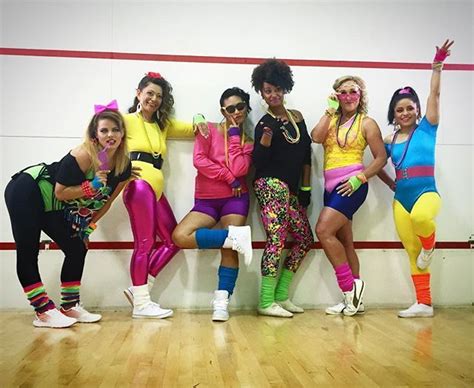 Nostalgia Time Neon Bright 80s Workout Costume Inspiration Theres