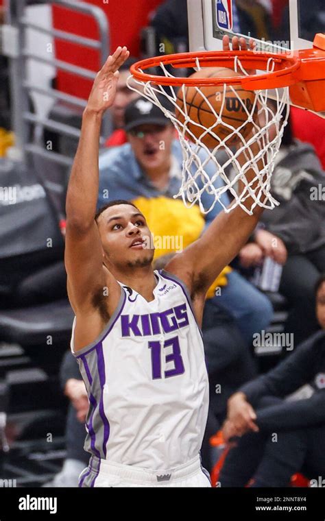 Los Angeles United States 24th Feb 2023 Sacramento Kings Forward Keegan Murray Dunks Against