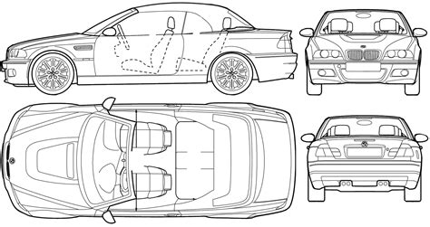 BMW M3 Cabrio E36 Blueprints Vector Drawing Bmw 6 Series Cabrio 2012