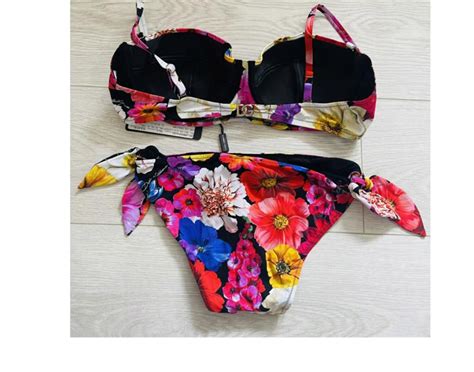 Dolce And Gabbana Multicolor Pink Floral Bikini Swimsuit Swimwear