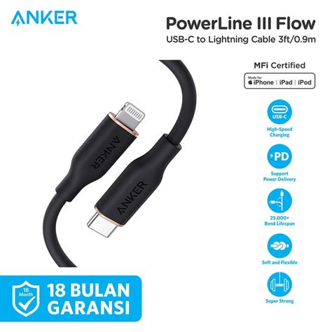 Jual Kabel Charger Anker Powerline Iii Flow Type C To Lightning Ft