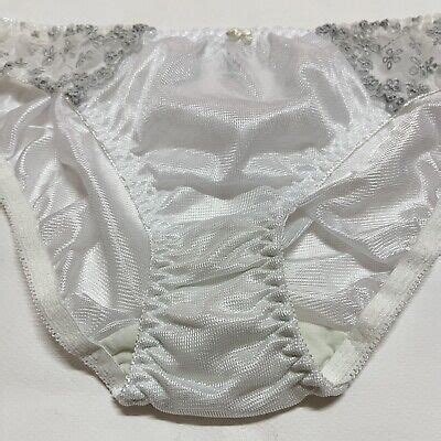 Panties Vintage Sz Nylon Bikini Brief Lace Light White Victoria Panty Glossy Ebay