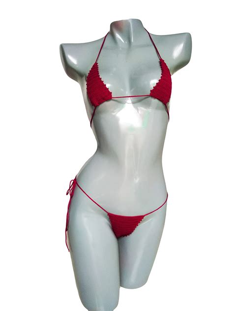 Buy Genericcrochet Extreme Micro Bikini Cardinal Red Tiny Bikini Extreme Mini Bikini Swimwear