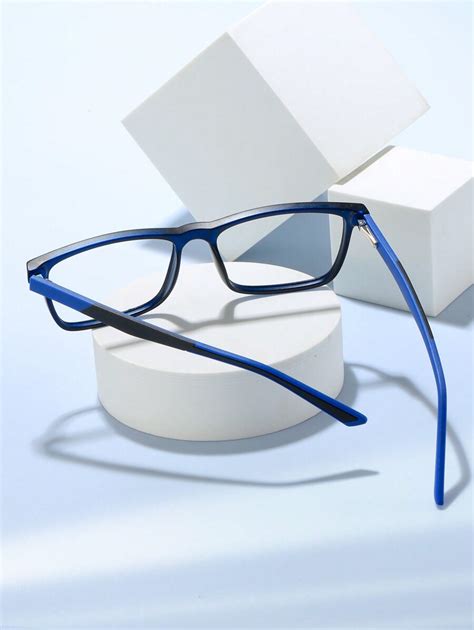 1 Pieza Marco De Gafas De Moda Cuadrado Para Hombre En Color Azul Con