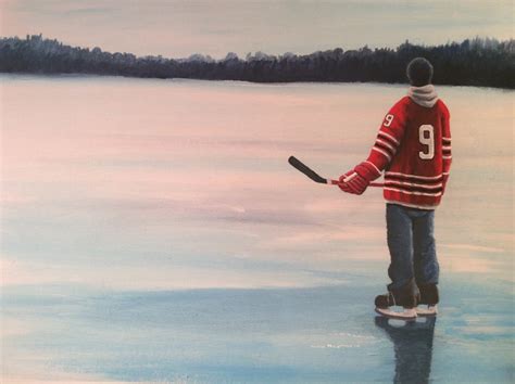 On Frozen Pond Personalizedcustom Hockey Paintings Etsy