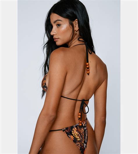 Buy Nasty Gal Paisley Beaded Triangle Bikini Set In Black 6thStreet Qatar