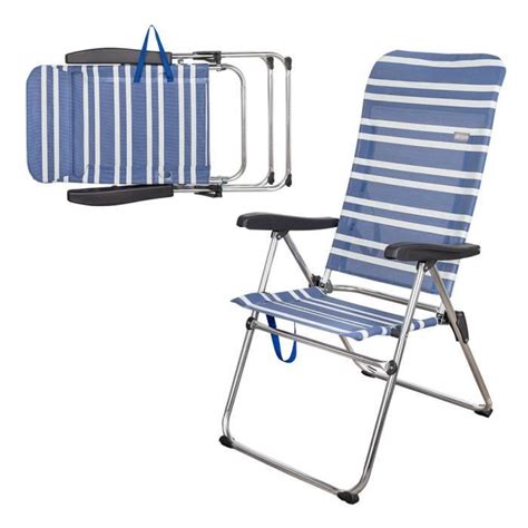 Chaise De Plage Haute Pliante Aktive Beach Bleu 5 Positions