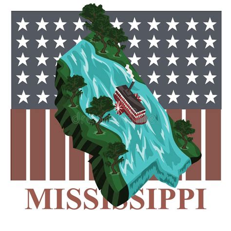 Mississippi State Map Vector Illustration Decorative Design Stock Illustration Illustration