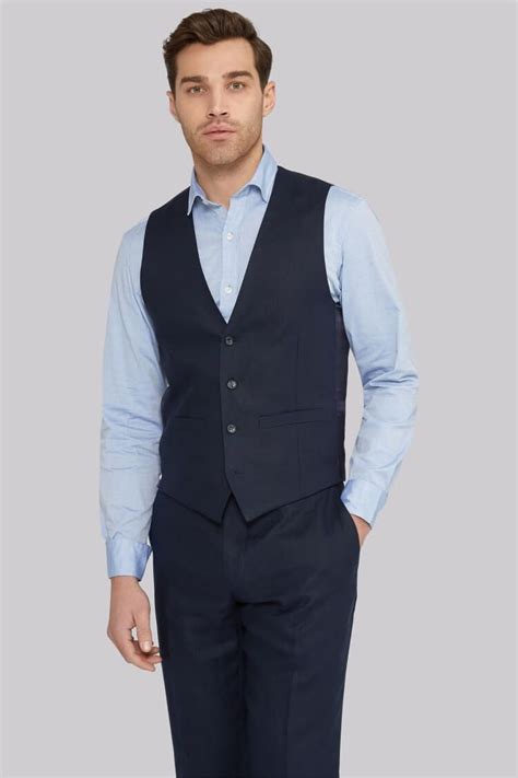 Мужские костюмы с подгонкой по фигуре Синий костюм-тройка Tailored Fit
