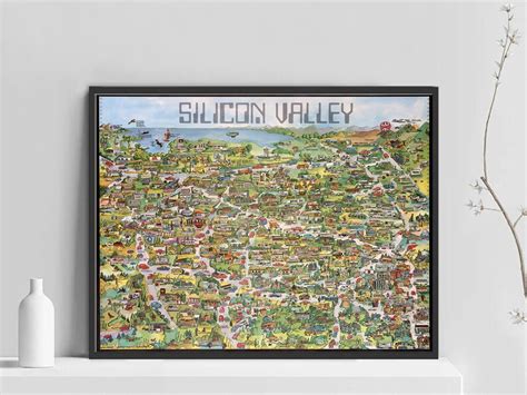 Silicon Valley Map Poster Illustrated California Illustrated - Etsy