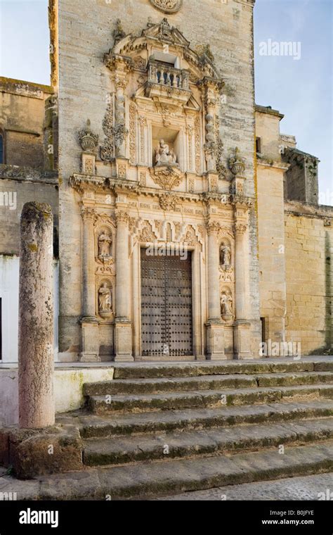 Arcos De La Frontera Town Andalusia Spain Entrance To Iglesia De San