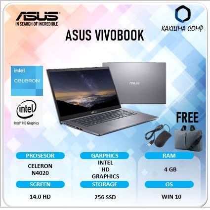 Jual Laptop Sekolah Asus Vivobook P Ccc Intel Celeron Ram Gb Free