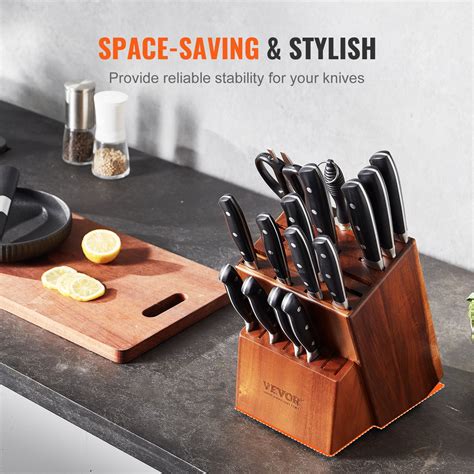 Vevor Knife Storage Block 25 Slots Acacia Wood Universal Knife Holders