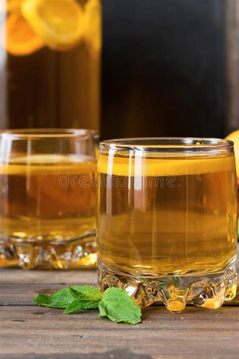 Refreshing Cold Tea With Lemon Stock Image Image Of Natural Peel