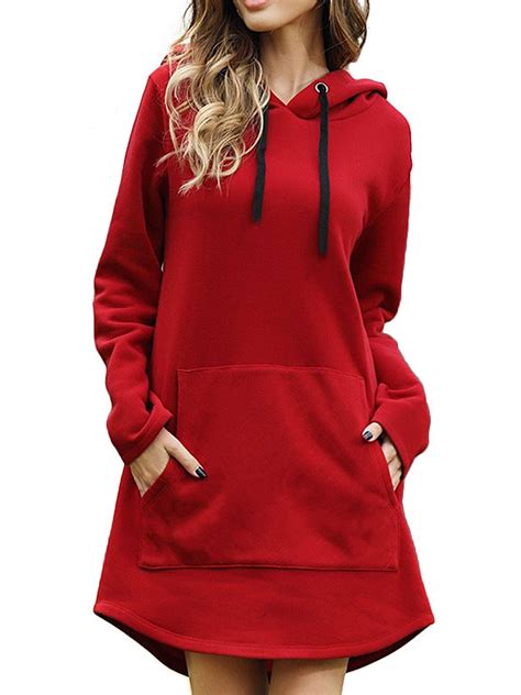 Dressu Womens Hooded Relaxed Collision Color Long Sleeve Cozy Pocket