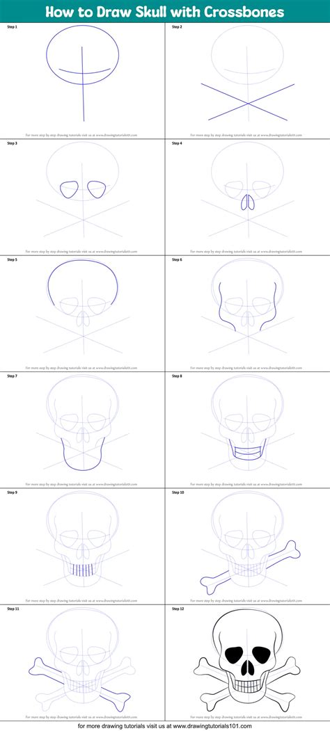 How To Draw Skull With Crossbones Skulls Step By Step