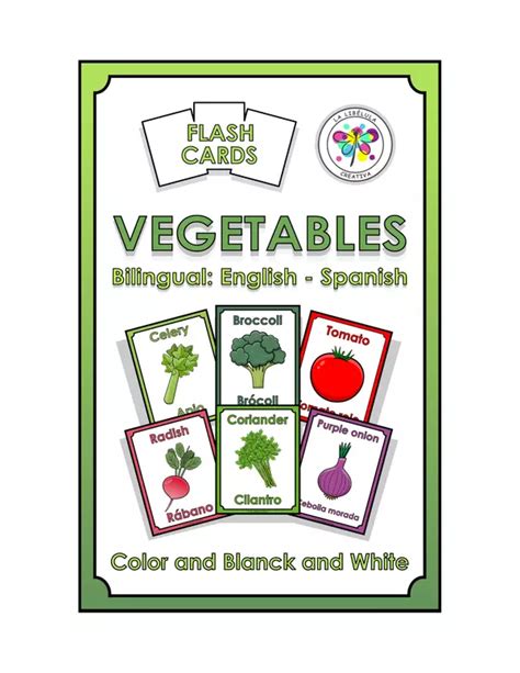 Flash Cards Vegetables Food Bilingual English Spanish Profe Social