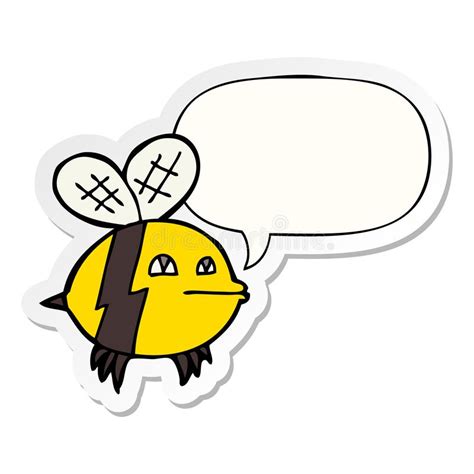 A Creative Cartoon Bee And Speech Bubble Sticker Stock Vector