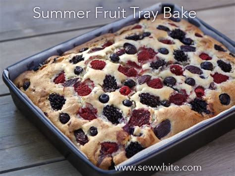 Summer Fruit Tray Bake Cake Recipe UK By Sew White