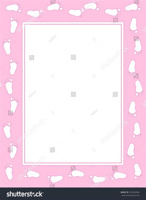 Baby Girl Footprints Border Frame Empty Stock Illustration 325043456 ...