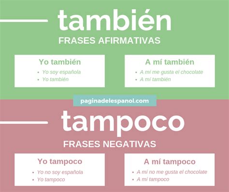 También Y Tampoco Ejercicios Para Aprender Español Aprender Español