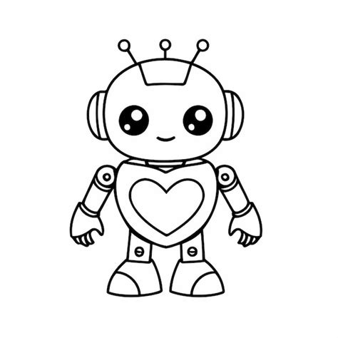 Premium Vector | Simple robot drawing illustration for kids page