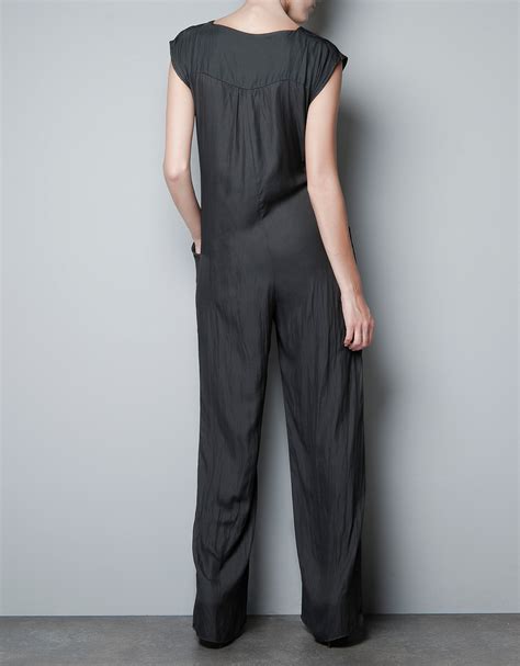 Zara Wide Leg Jumpsuit In Gray Lyst