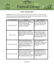 6 9 IdentityTheft Worksheet Pdf Identity Theft Worksheet Directions