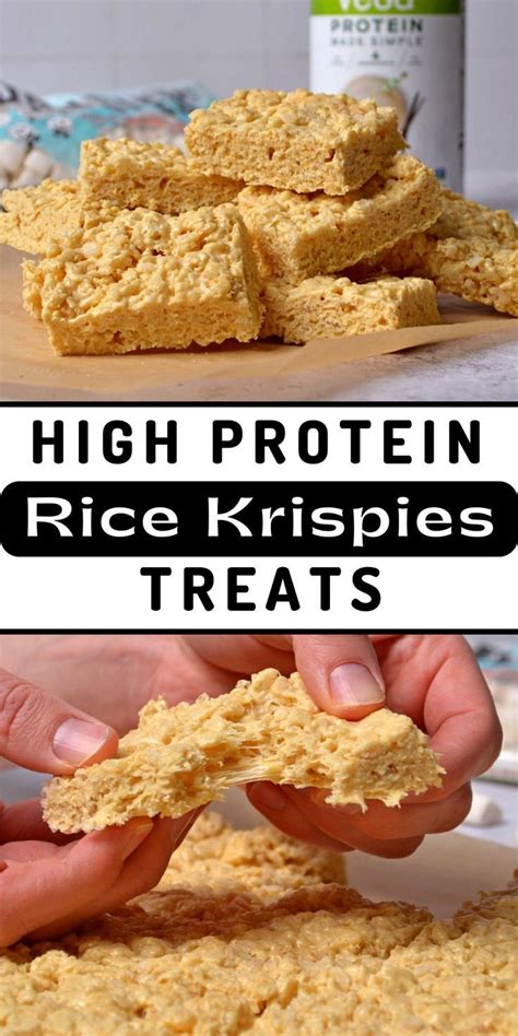 High Protein Rice Krispies Treats Recipe High Protein Desserts Protein Baking Protein Desserts