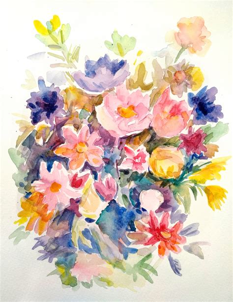 Abstract Watercolor Flowers Painting Modern Abstract Floral Art ...