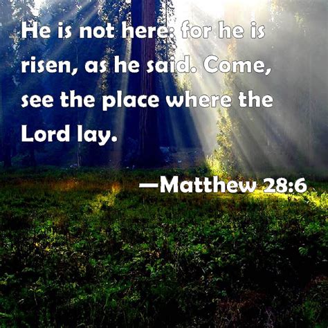 Matthew 28 6 He Is Not Here For He Is Risen As He Said Come See The