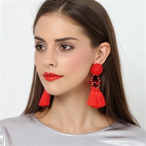 2018Fashion Tassel Earrings Long Woman Vintage Crystal Bohemian Tassel