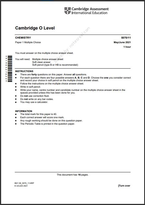 Chemistry Mcqs Solved Paper May O Level Notesreel