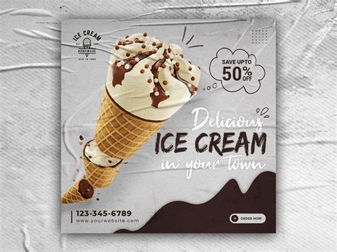 Dribbble Social Media Banner Social Media Post Design Ice Cream