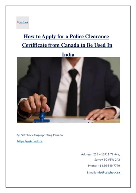 Ppt How To Apply For A Police Clearance Certificate From Canada To Be Used In India Powerpoint